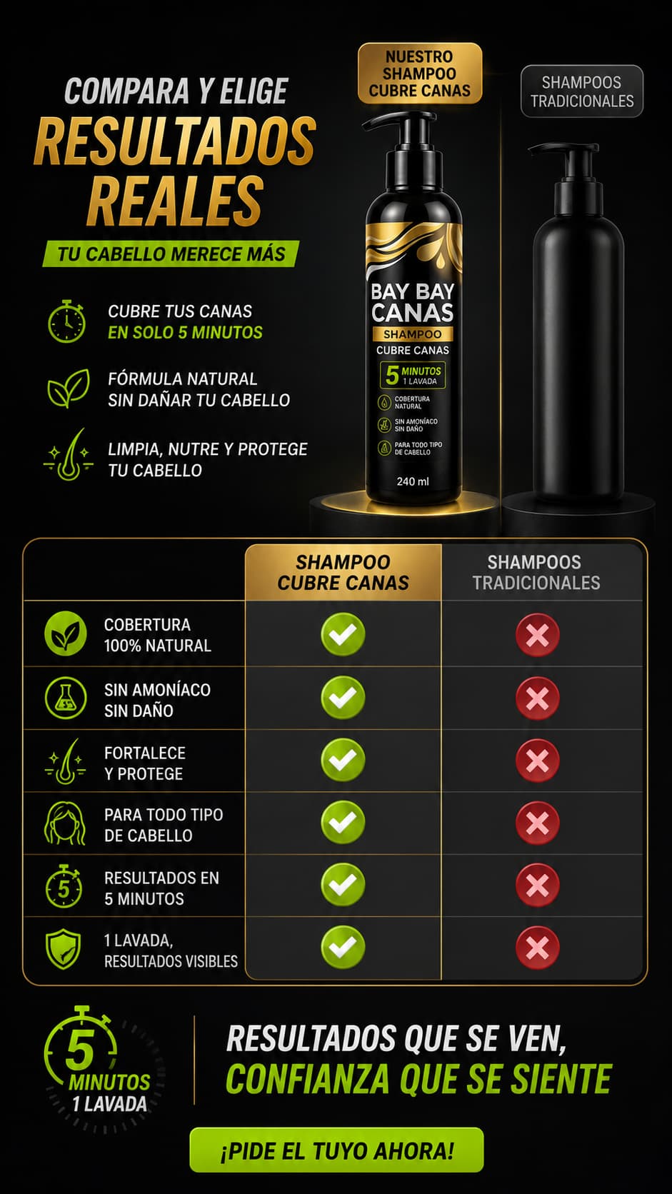 SHAMPOO TINTE BAY BAY CANAS + SERUM DE ARGÁN