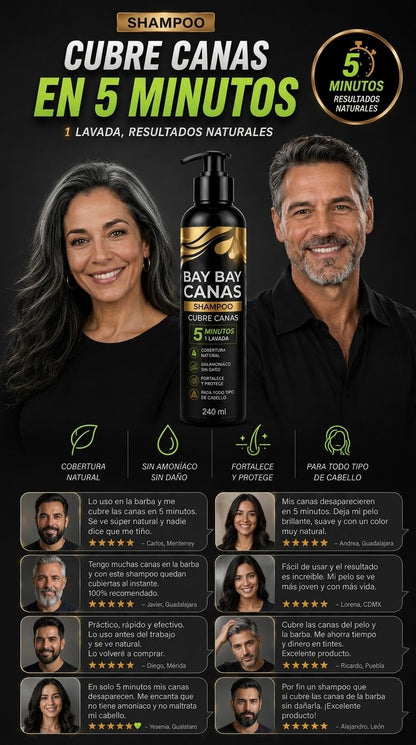 SHAMPOO TINTE BAY BAY CANAS + SERUM DE ARGÁN